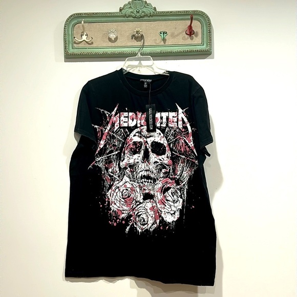 CURRENT MOOD DOLLS KILL MEDICATED METALLICA SKULL GRAPHIC TEE MEDIUM BLACK NEW - Picture 1 of 6
